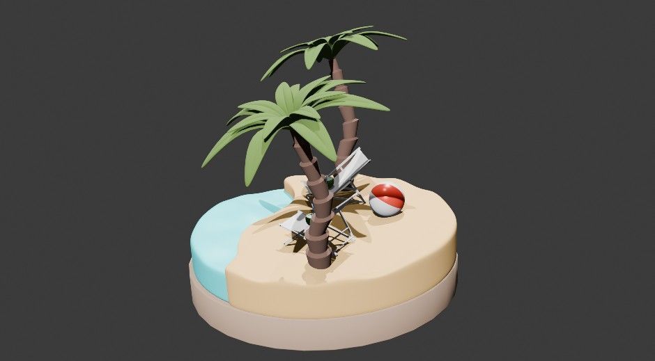 lowpoly beach Low-poly 3D model_3