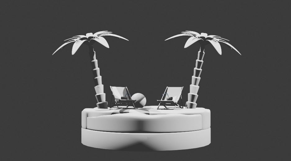 lowpoly beach Low-poly 3D model_4