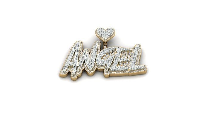 Custom Diamond Name Pendant ANGEL 3D print model