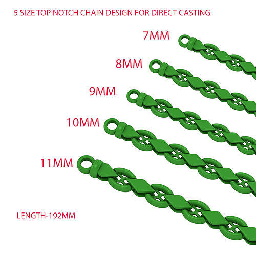 5 SIZE TOP NOTCH CHAIN OR BRACELET DESIGN FOR DIRECT CASTING 3D Model Collection