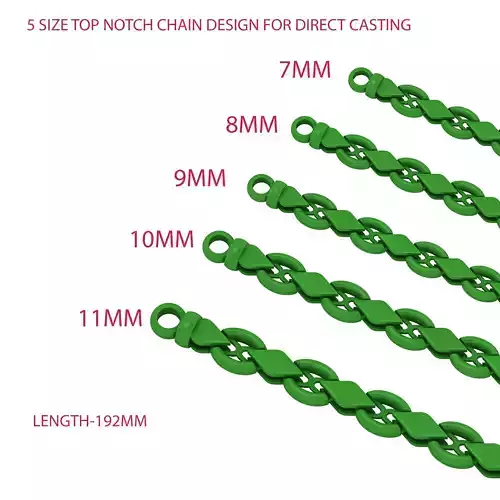 5 SIZE TOP NOTCH CHAIN OR BRACELET DESIGN FOR DIRECT CASTING 3D Model Collection
