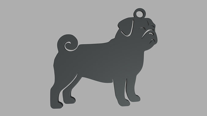 Pug Key Ring Chain 01 3D print model