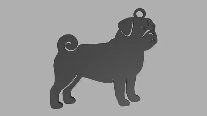 Pug Key Ring Chain 01 3D print model