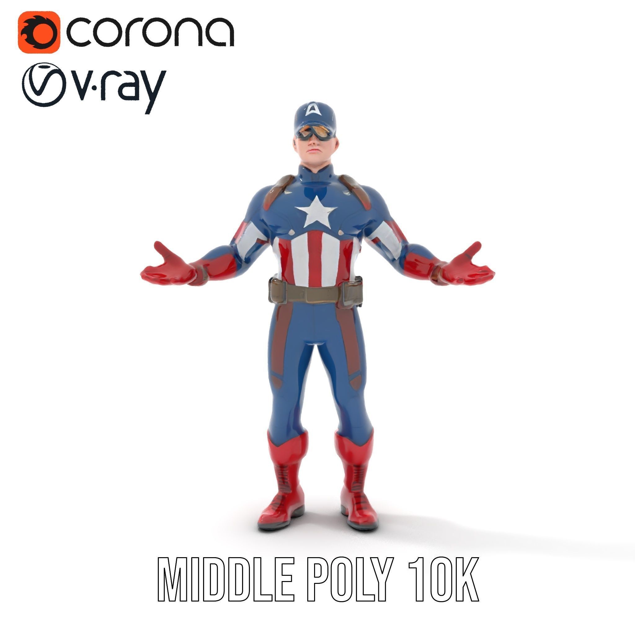 Super Soldier Hero Character Rigged and Animated Low-poly 3D model_16