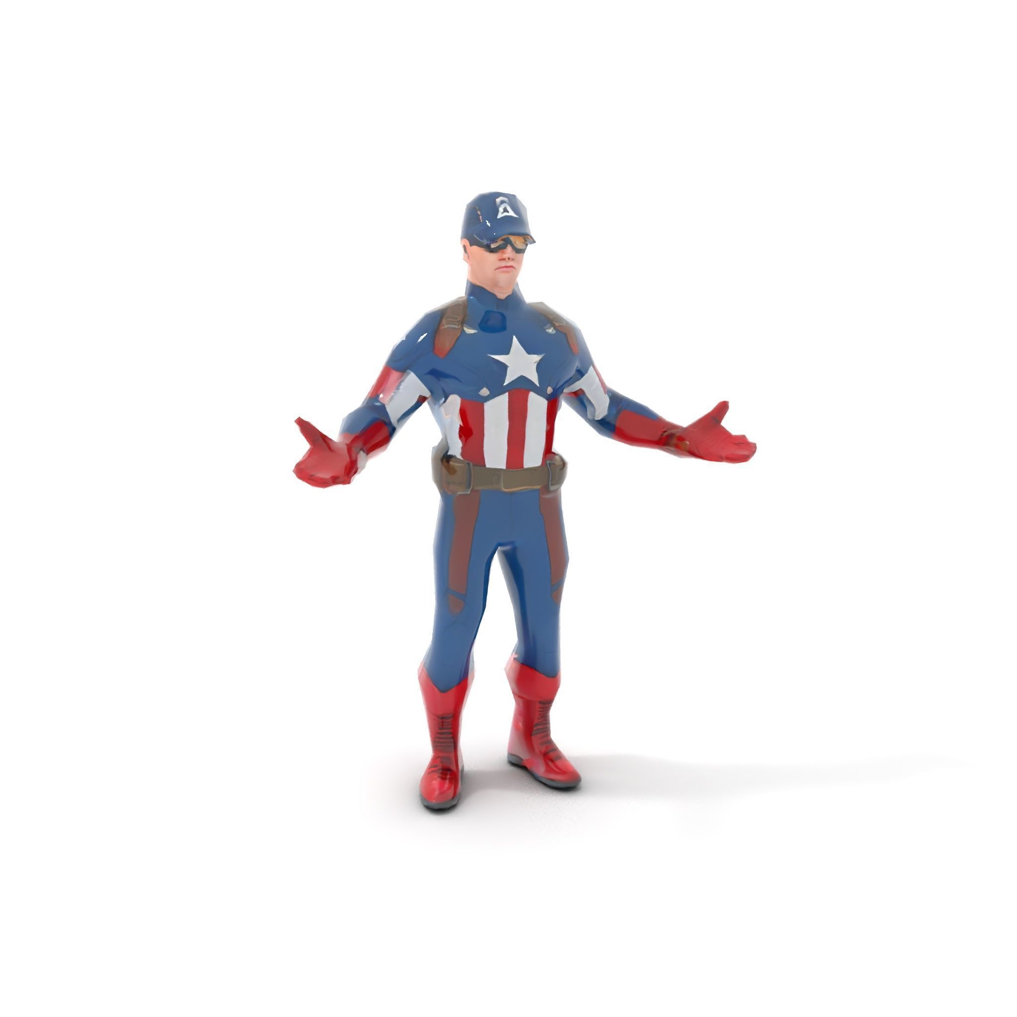 Super Soldier Hero Character Rigged and Animated Low-poly 3D model_9