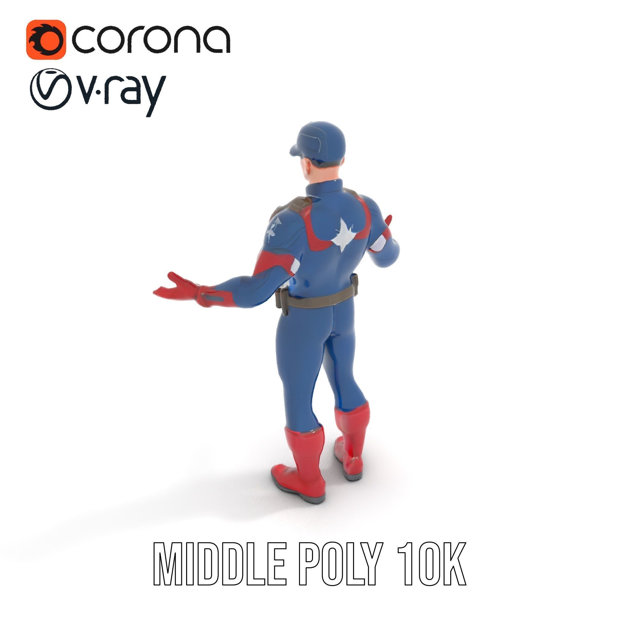 Super Soldier Hero Character Rigged and Animated Low-poly 3D model_30