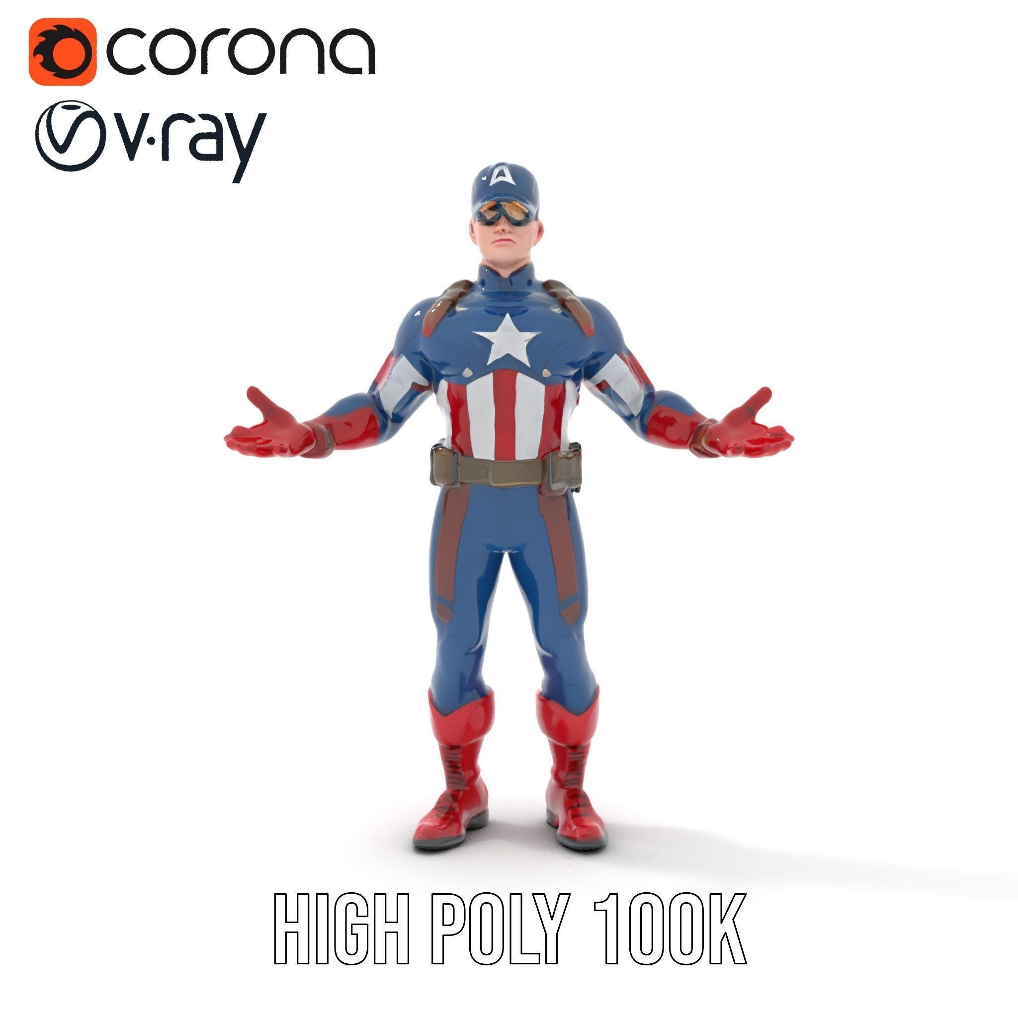 Super Soldier Hero Character Rigged and Animated Low-poly 3D model_24