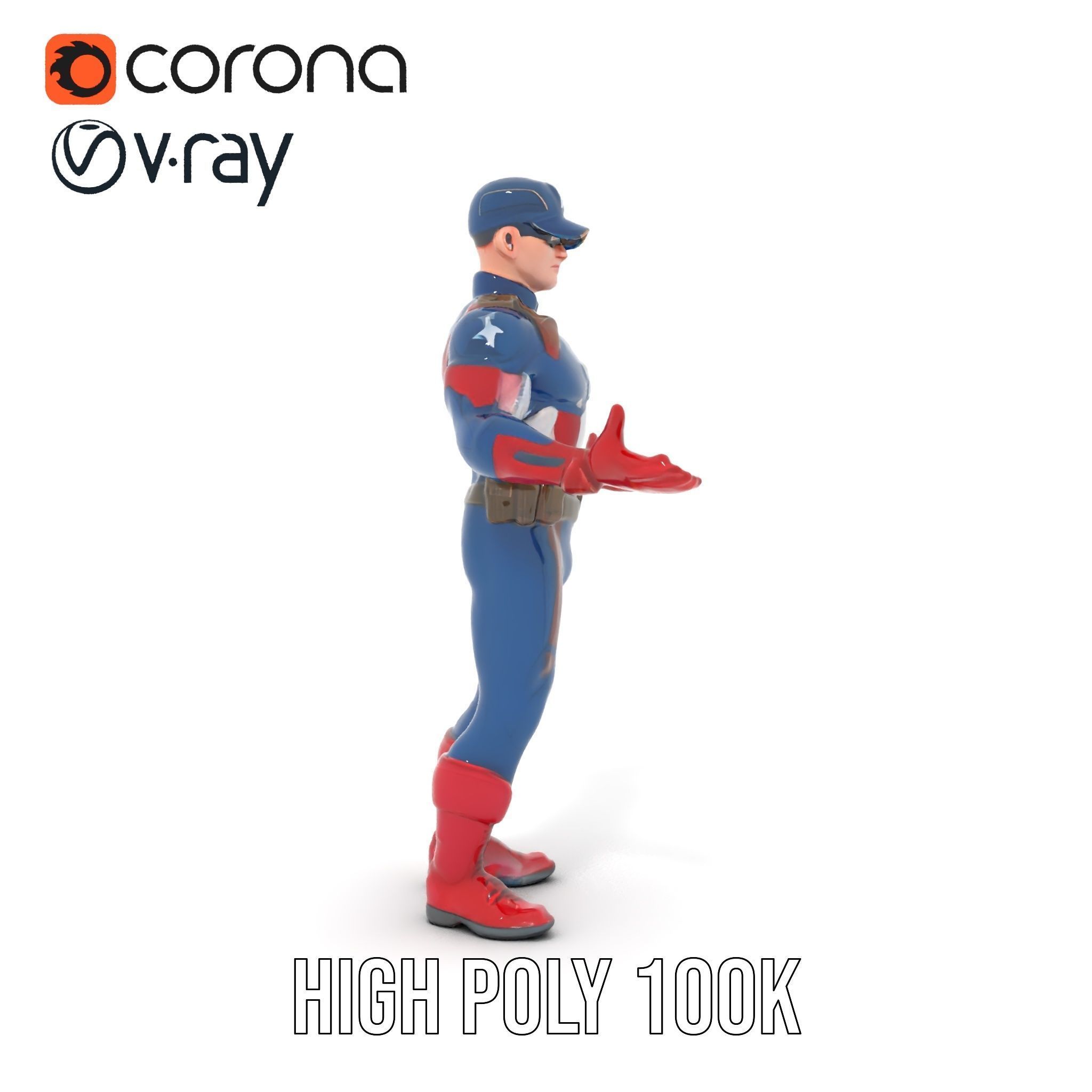 Super Soldier Hero Character Rigged and Animated Low-poly 3D model_21
