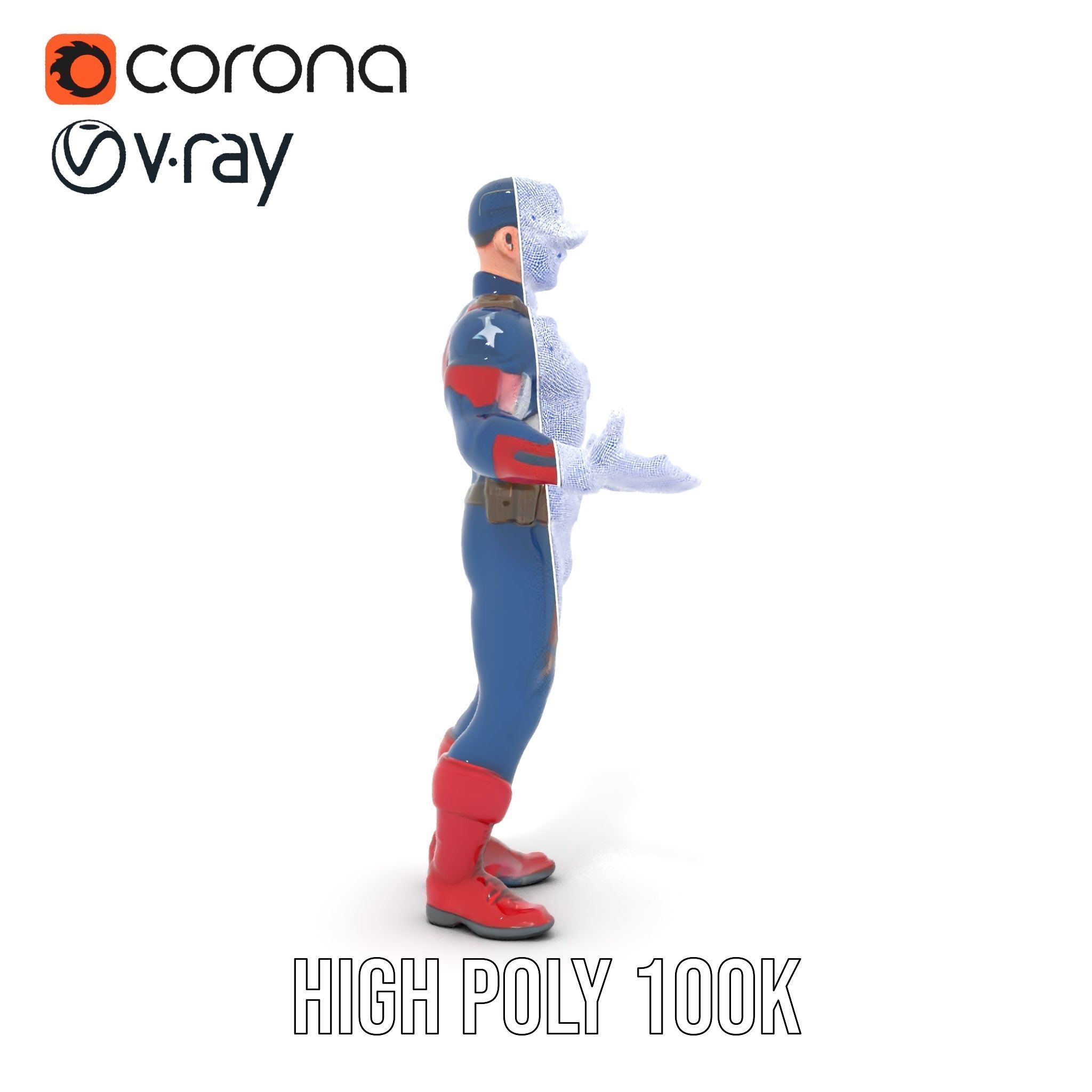 Super Soldier Hero Character Rigged and Animated Low-poly 3D model_37