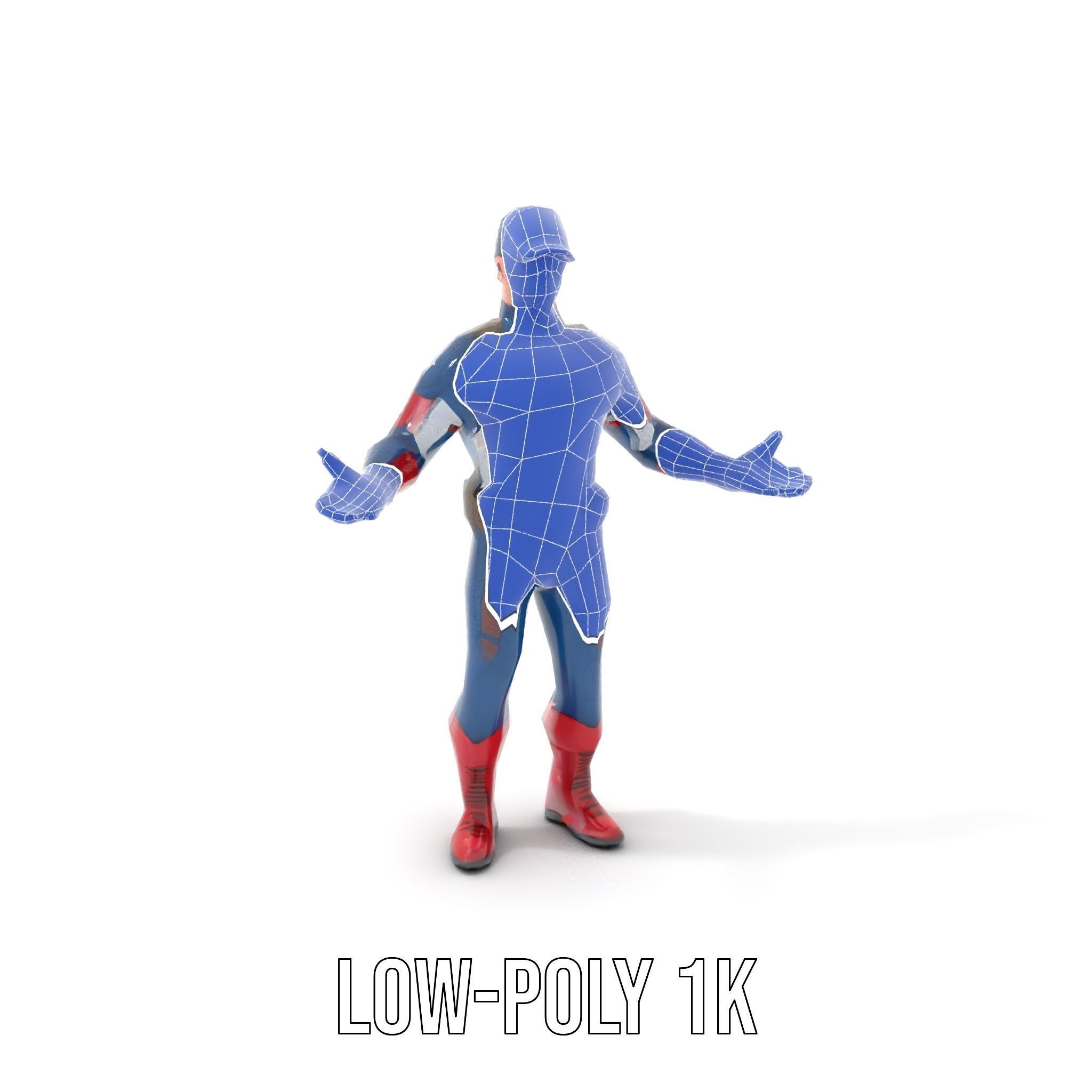 Super Soldier Hero Character Rigged and Animated Low-poly 3D model_23