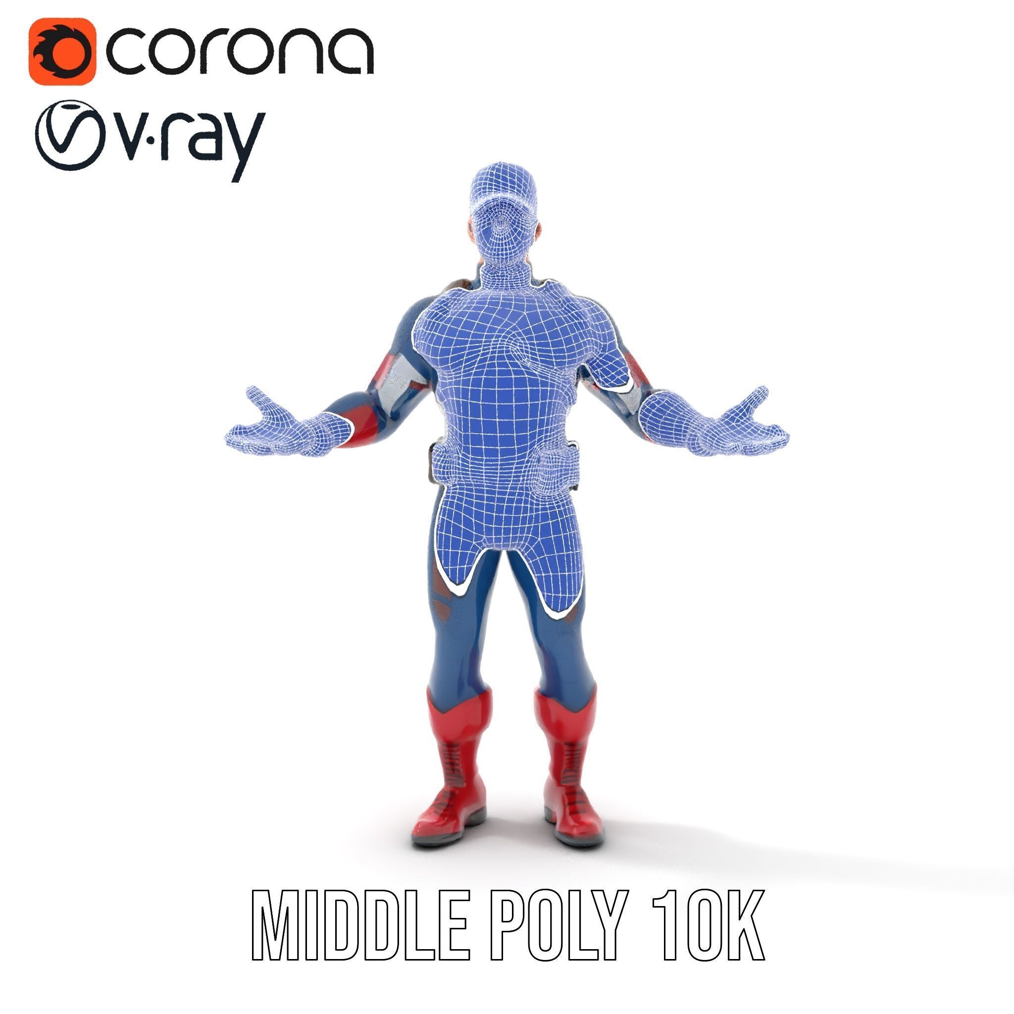 Super Soldier Hero Character Rigged and Animated Low-poly 3D model_35