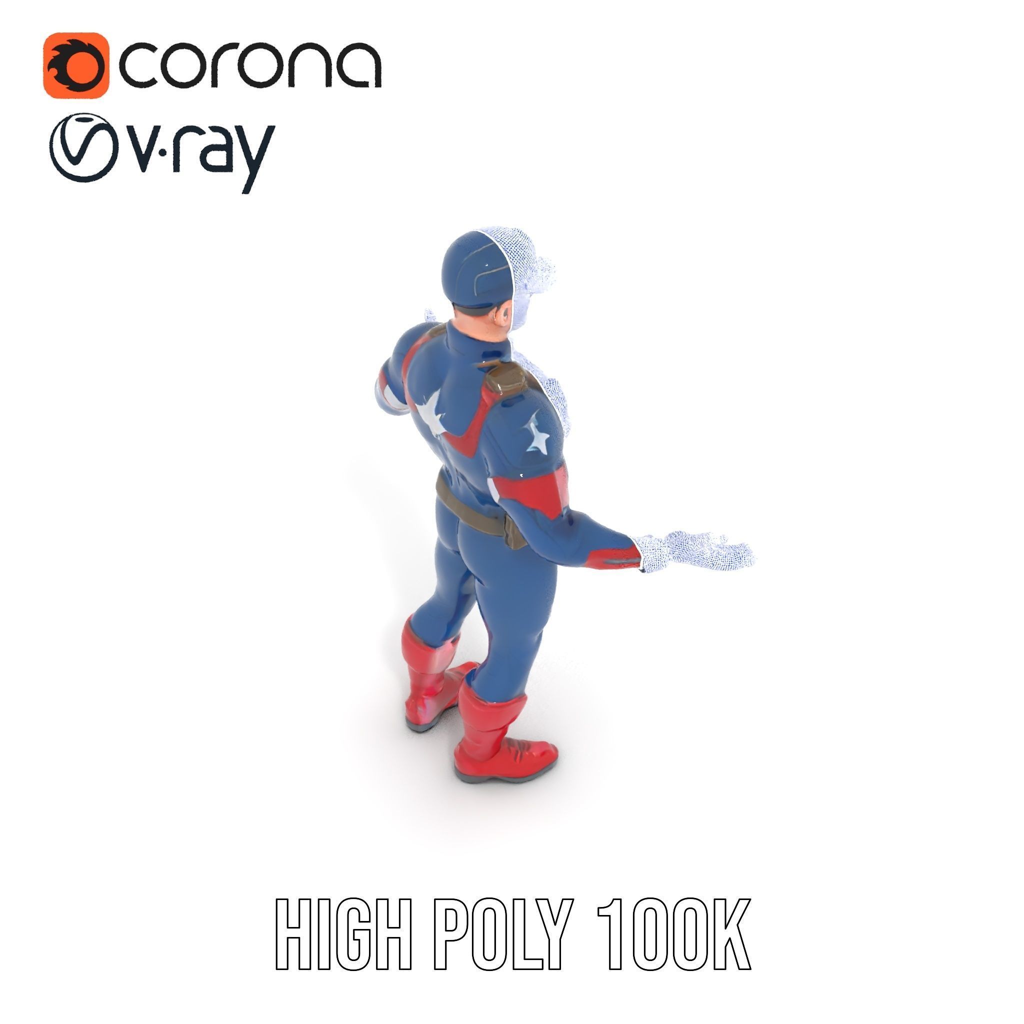 Super Soldier Hero Character Rigged and Animated Low-poly 3D model_18