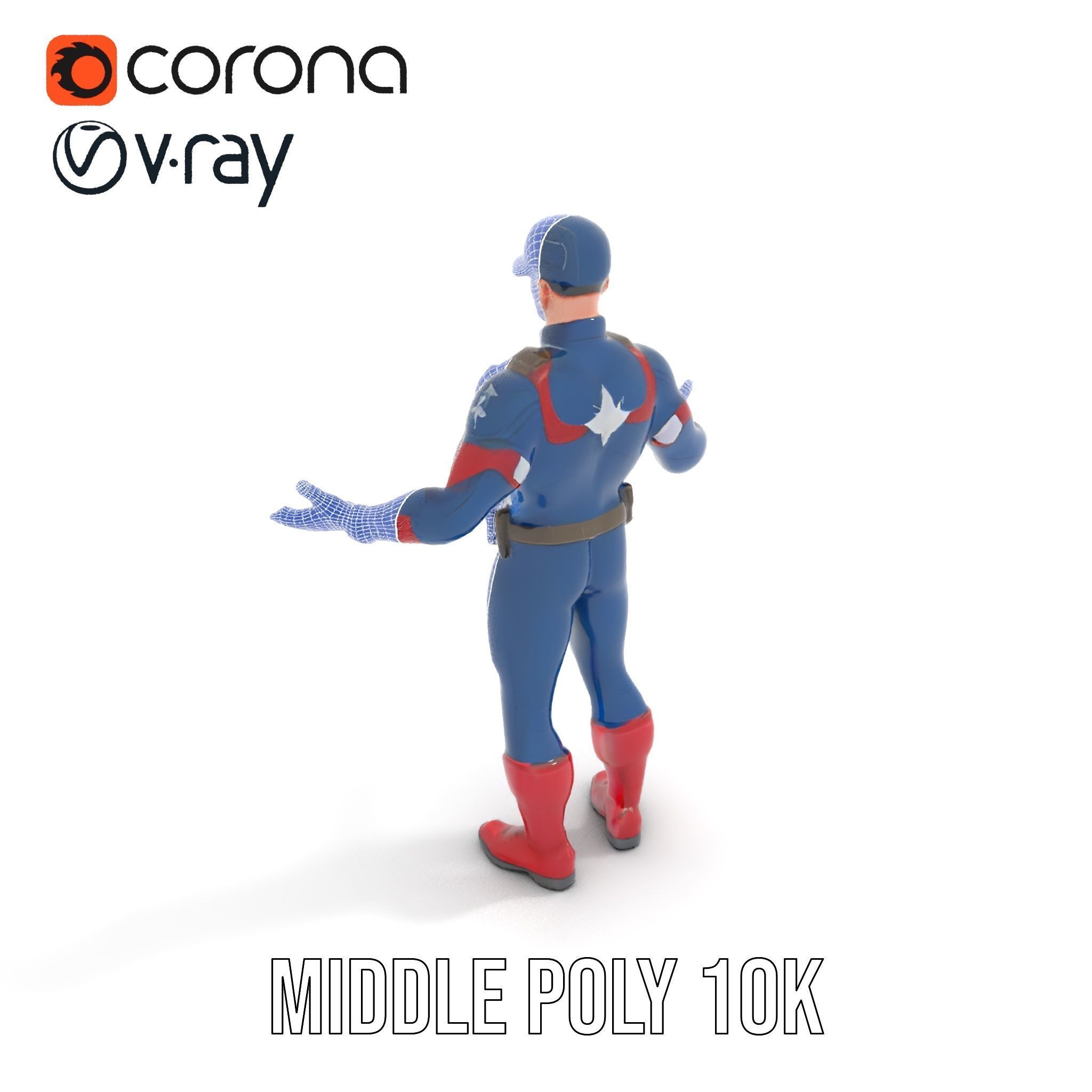 Super Soldier Hero Character Rigged and Animated Low-poly 3D model_19