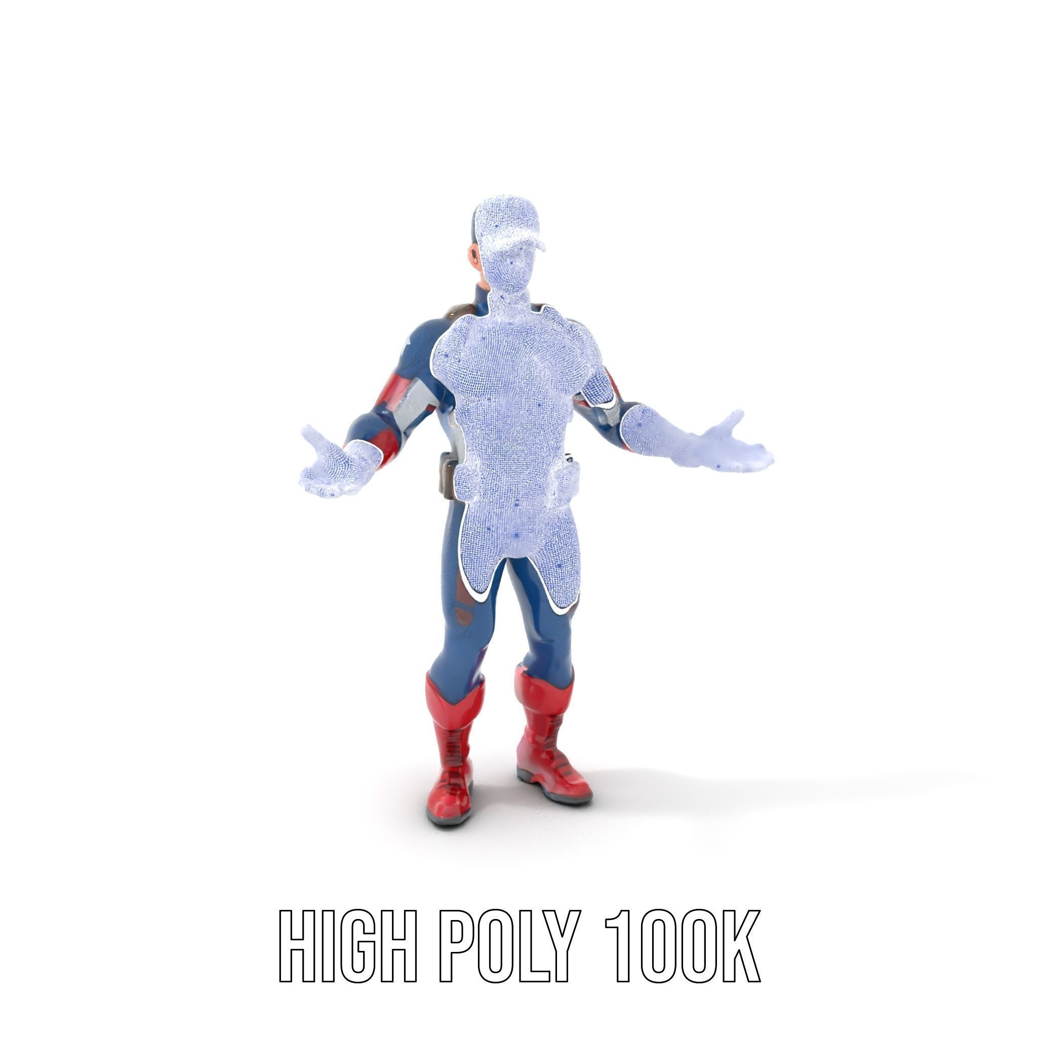 Super Soldier Hero Character Rigged and Animated Low-poly 3D model_5