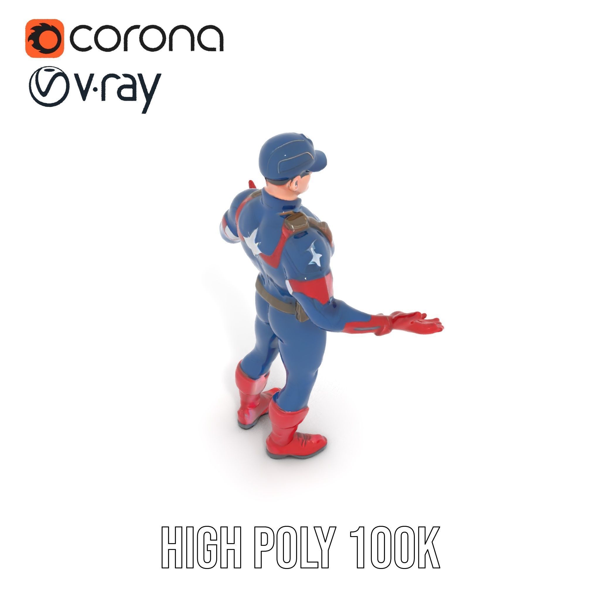 Super Soldier Hero Character Rigged and Animated Low-poly 3D model_15