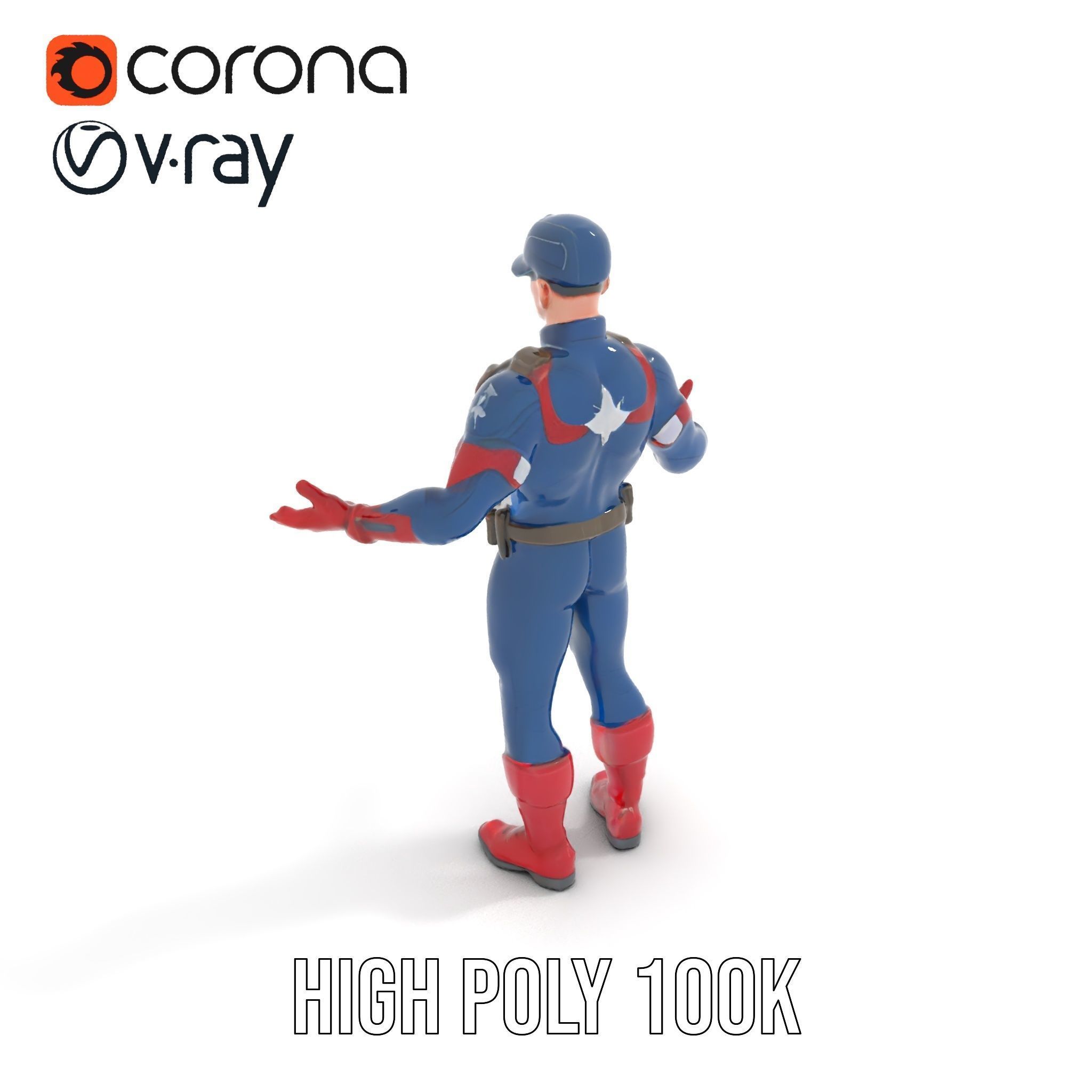 Super Soldier Hero Character Rigged and Animated Low-poly 3D model_12