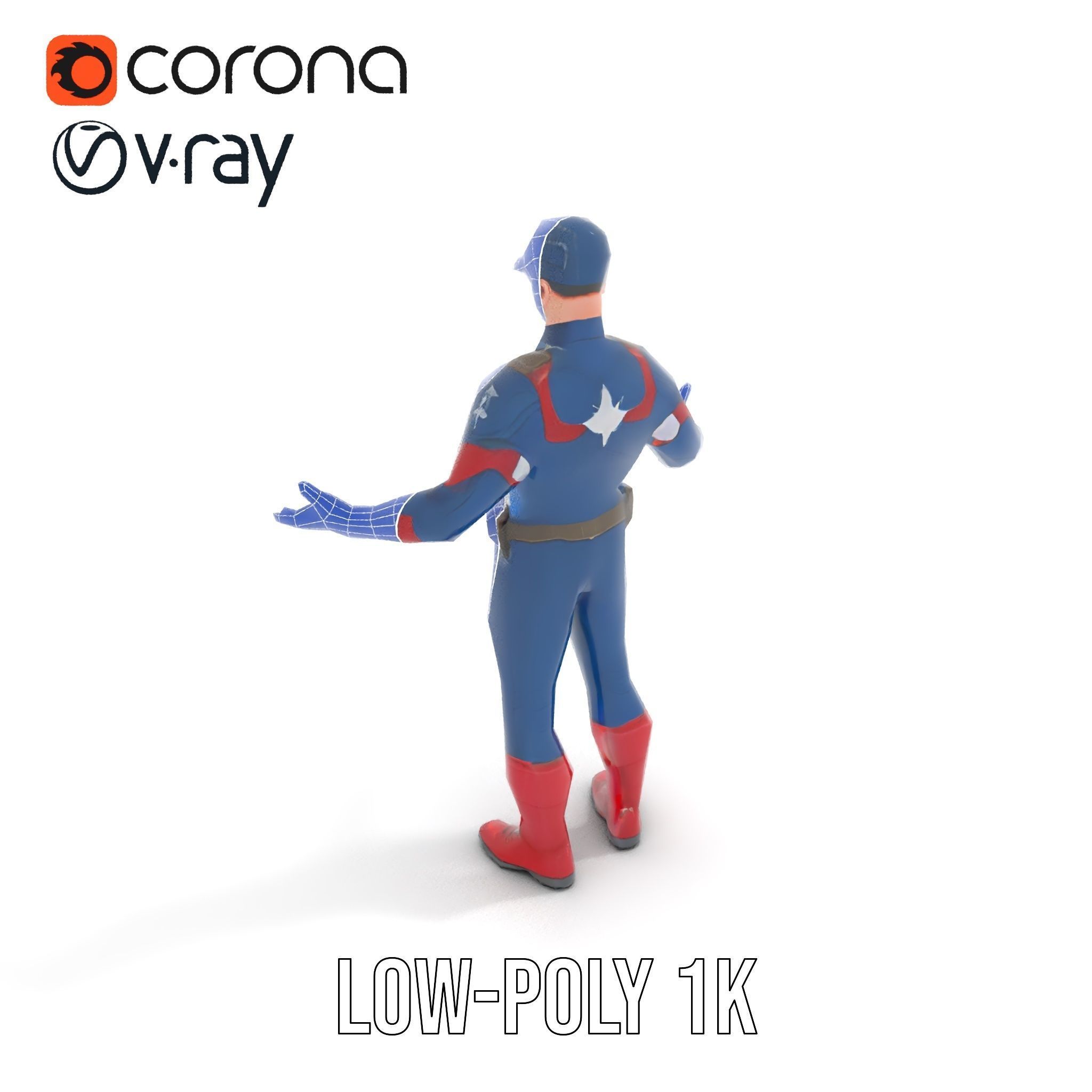 Super Soldier Hero Character Rigged and Animated Low-poly 3D model_29