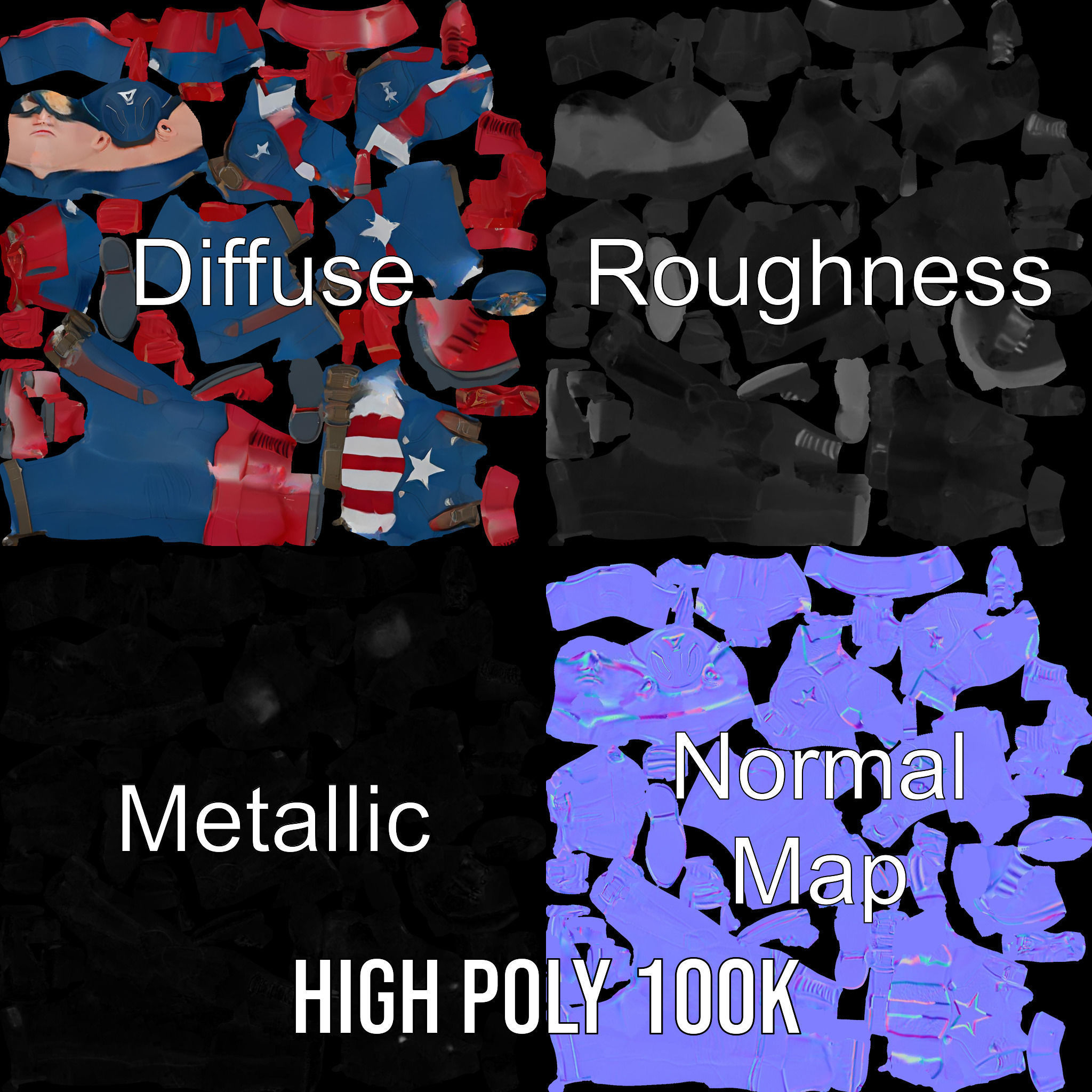 Super Soldier Hero Character Rigged and Animated Low-poly 3D model_4