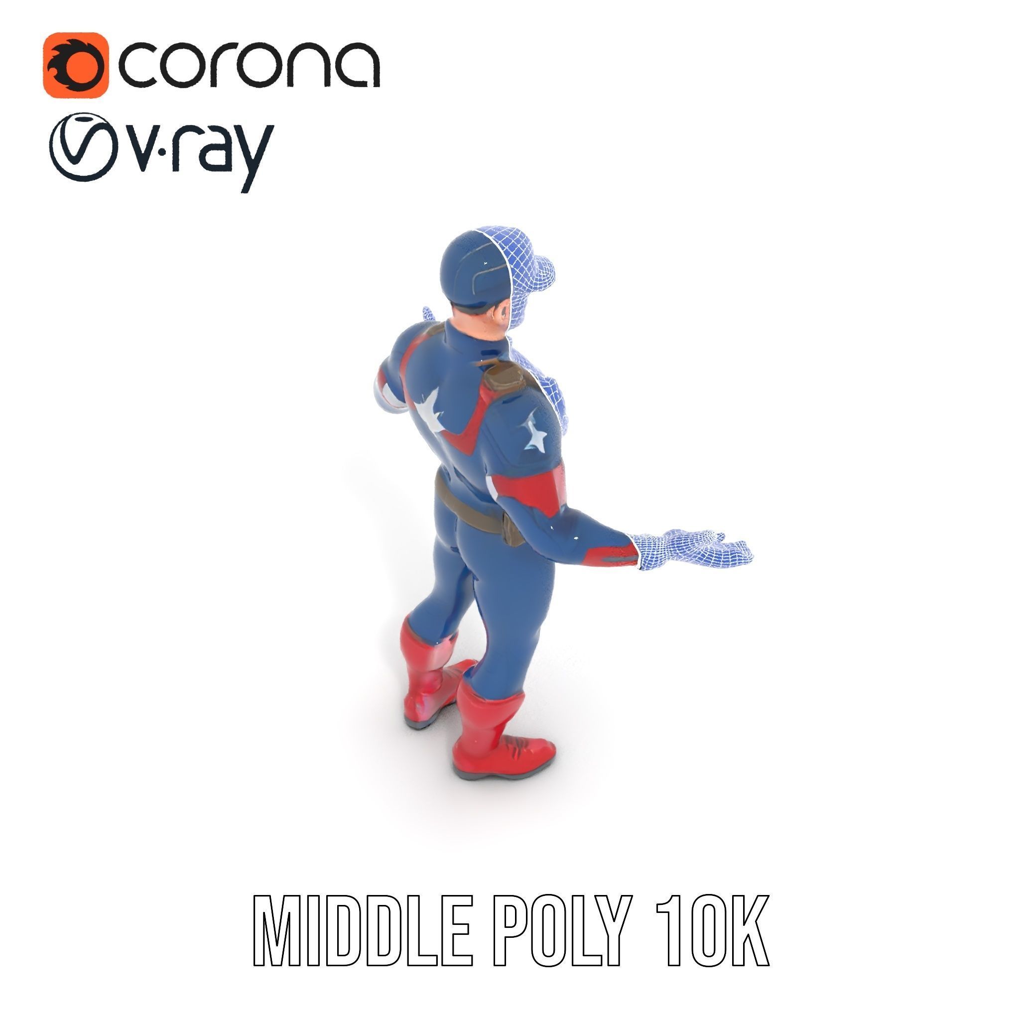 Super Soldier Hero Character Rigged and Animated Low-poly 3D model_22