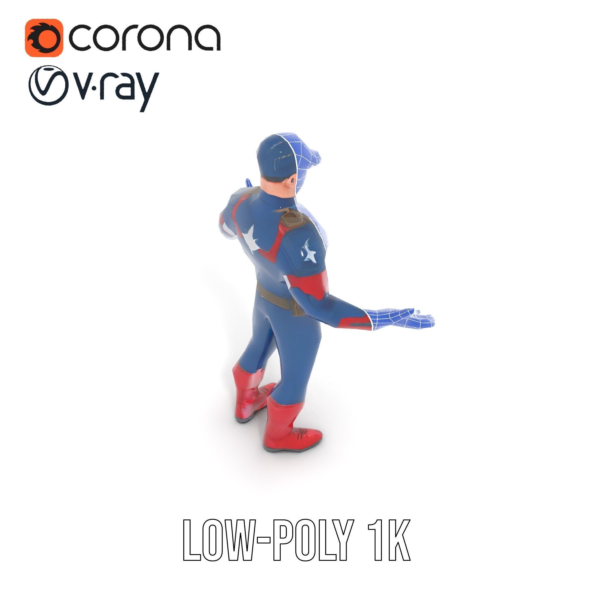 Super Soldier Hero Character Rigged and Animated Low-poly 3D model_14