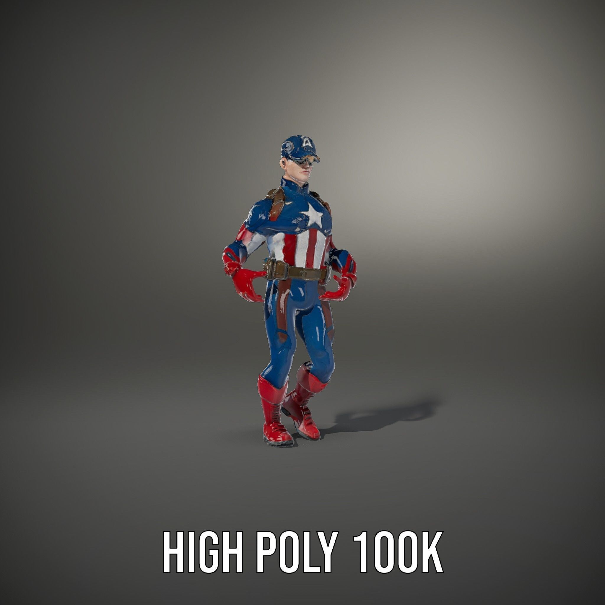 Super Soldier Hero Character Rigged and Animated Low-poly 3D model_36
