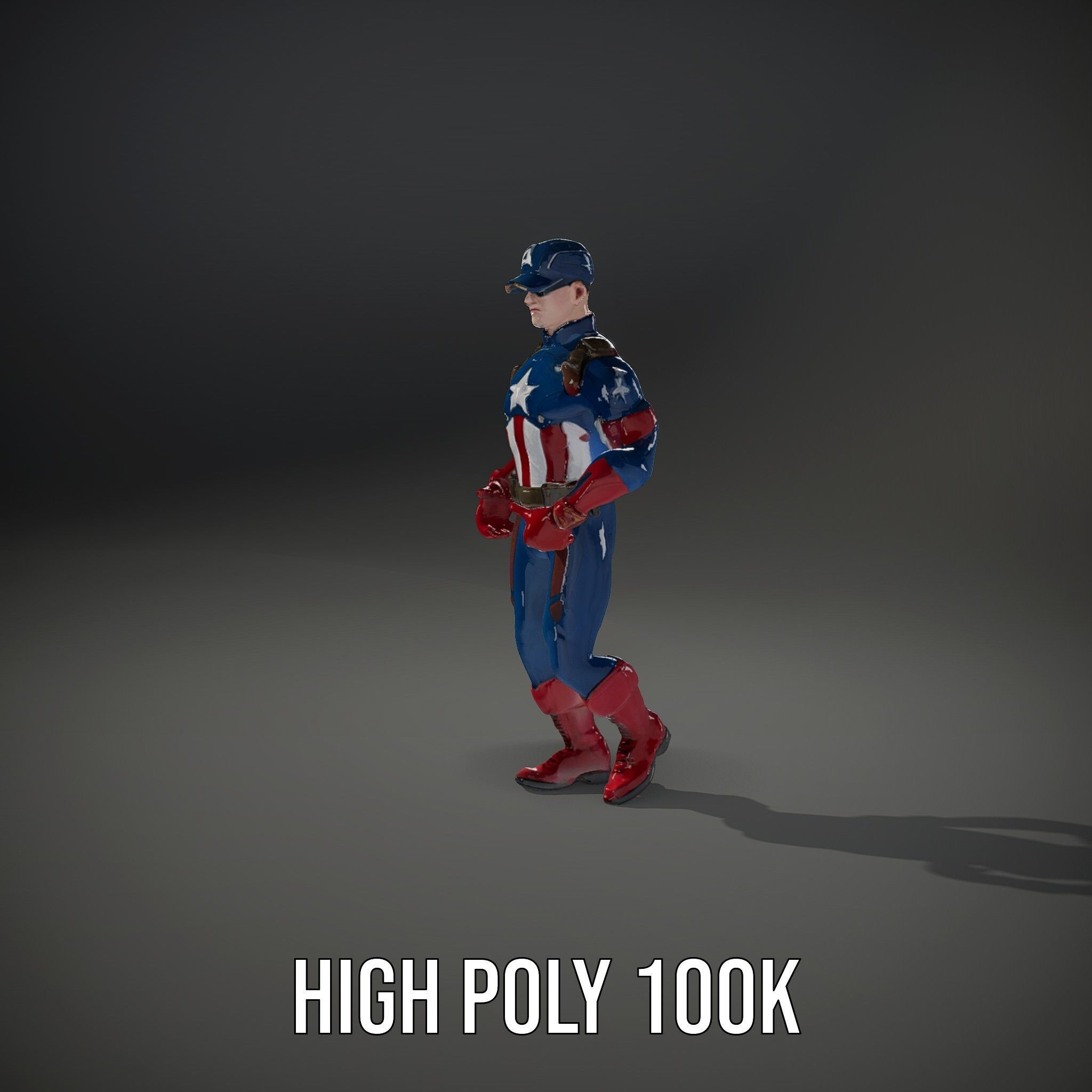 Super Soldier Hero Character Rigged and Animated Low-poly 3D model_34