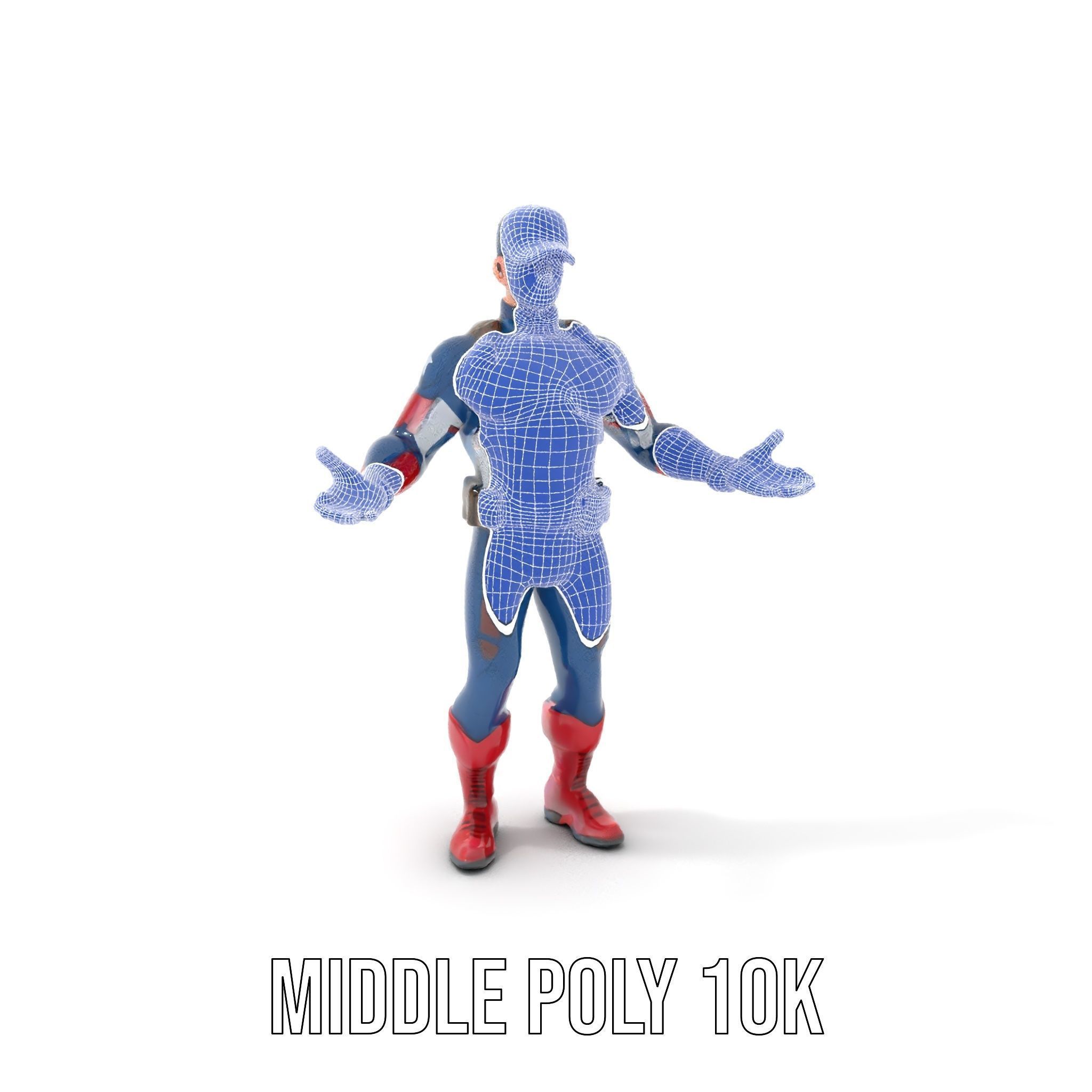 Super Soldier Hero Character Rigged and Animated Low-poly 3D model_13