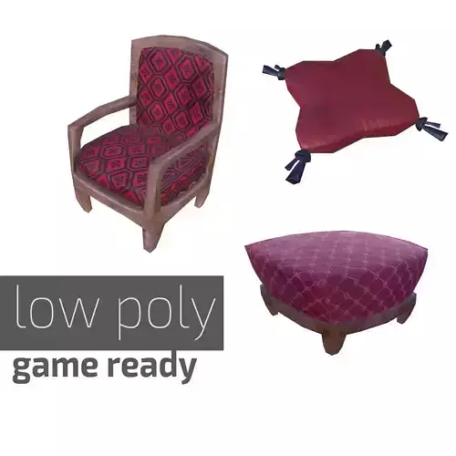 Low Poly Armchair Pillow Stool