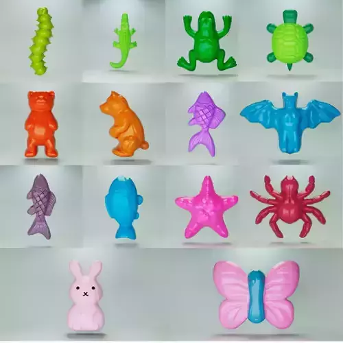Pastel animals 3D Model Collection