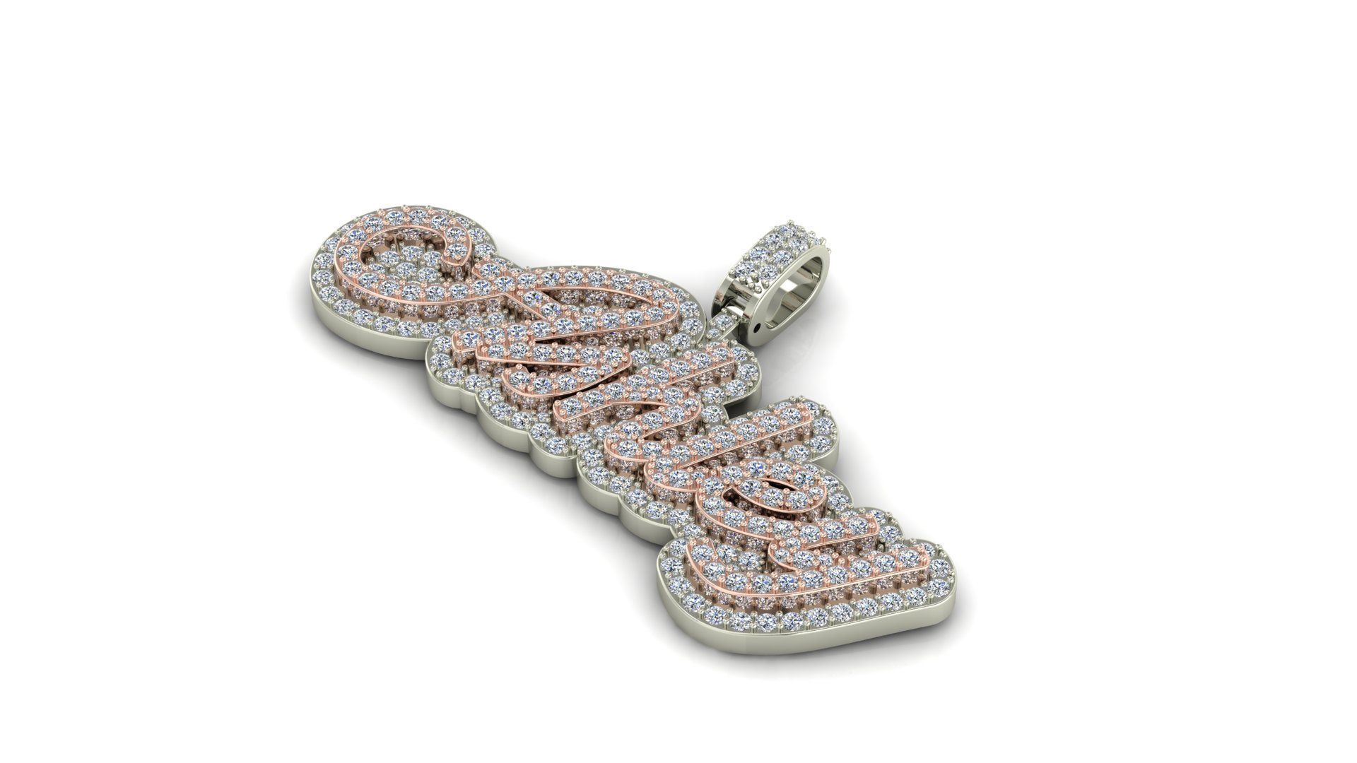 Custom Diamond Name Pendant ASHLEY 3D print model_1
