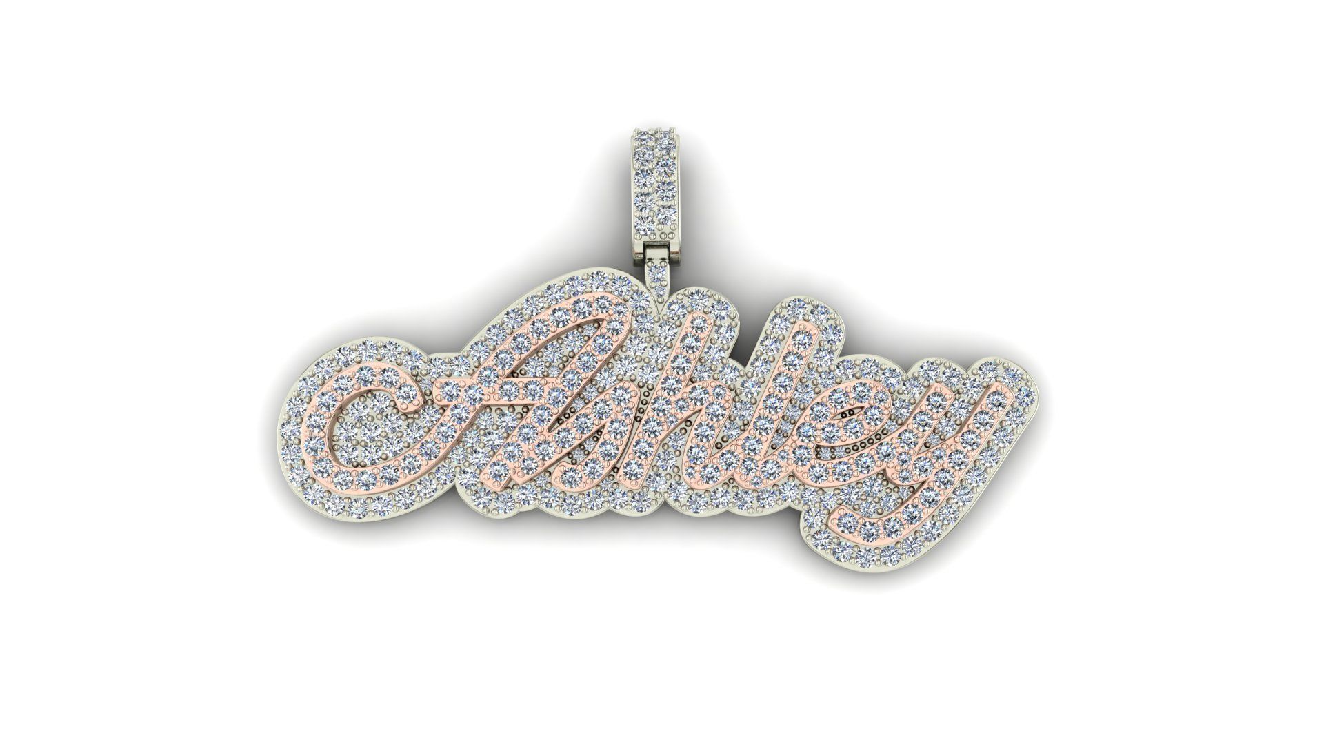 Custom Diamond Name Pendant ASHLEY 3D print model_2