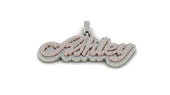 Custom Diamond Name Pendant ASHLEY 3D print model