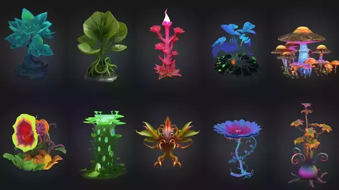 Fantasy Plants 3D models bundle of 10