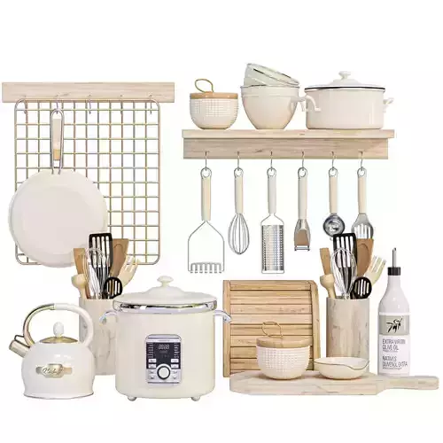 Set for kitchen utensils and kitchen appliances 3D model