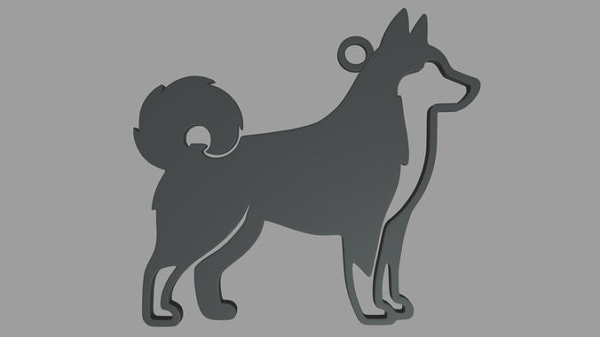 Siberian Husky Key Ring Chain 01 3D print model