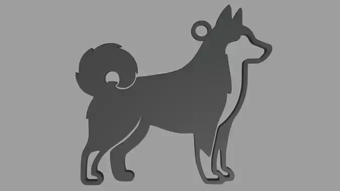 Siberian Husky Key Ring Chain 01 3D print model
