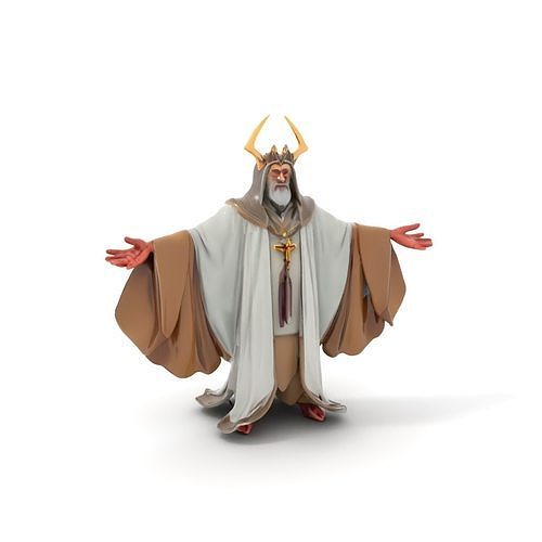 Elderly Sorcerer Rigged and Animated Character Model with Rob... Low-poly 3D model
