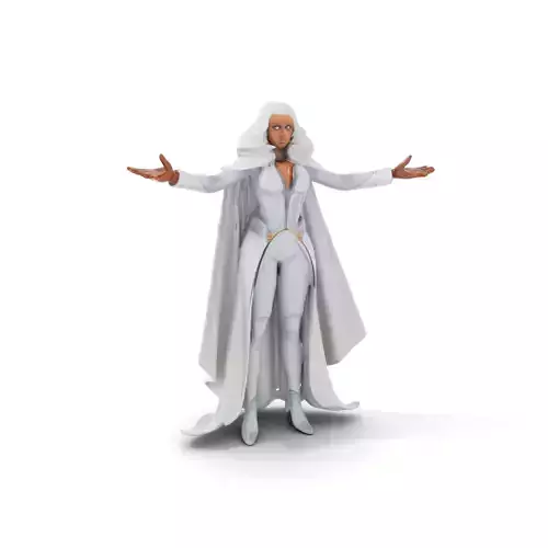 Elegant Superheroine in White Cape Rigged and Animated
