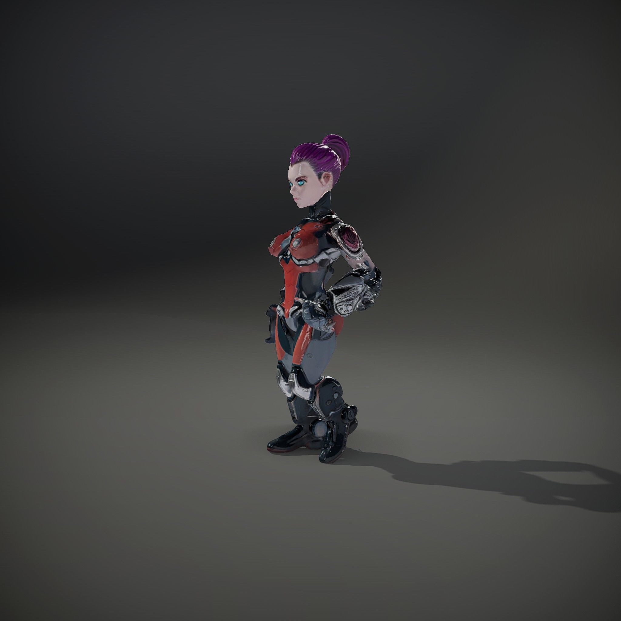 Cyberpunk Warrior Female Character Rigged and Animated Low-poly 3D model_37