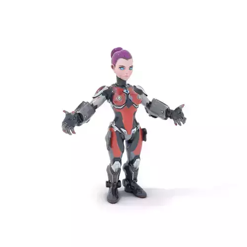 Cyberpunk Warrior Female Character  Rigged and Animated