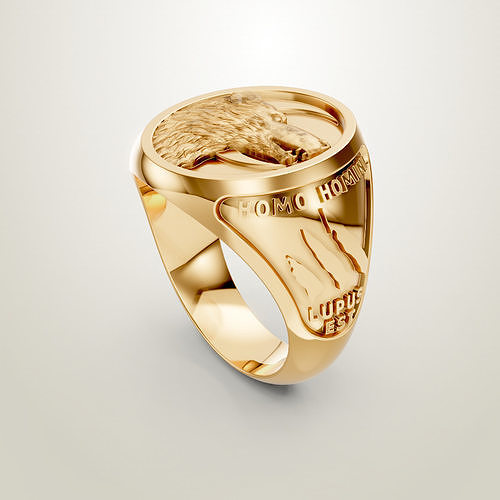 Wolf Signet ring HOMO HOMINI  3D print model