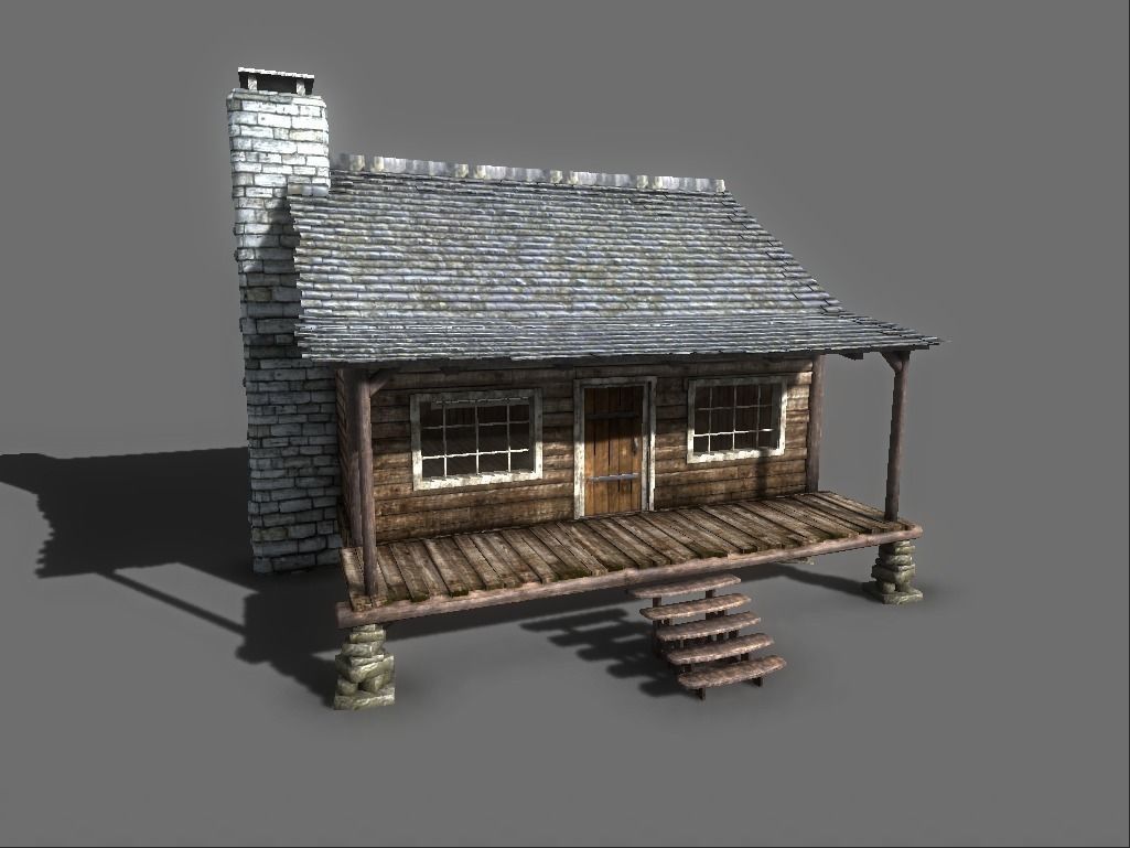 The Wood Cabin Low-poly 3D model_0