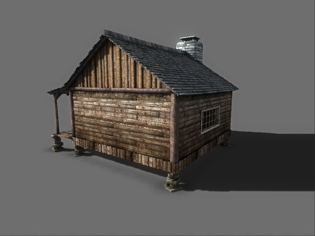 The Wood Cabin Low-poly 3D model_1