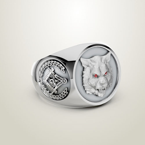 masonic Wolf Signet Ring 3D print model