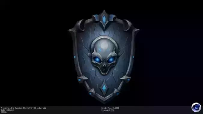 Low Poly Stylized Spectral Guardian Shield Low-poly 3D model