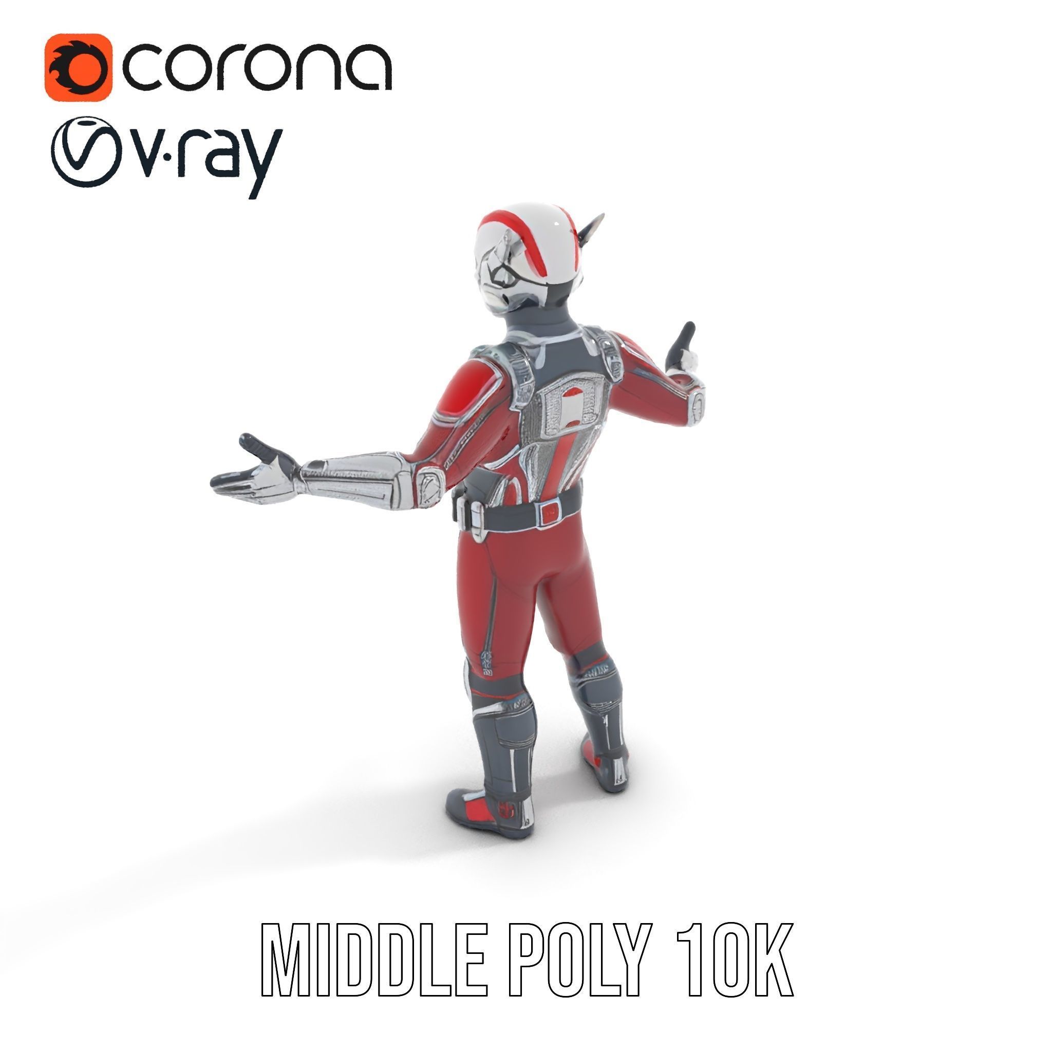 RedArmored Superhero Rigged and Animated Character Model Low-poly 3D model_19