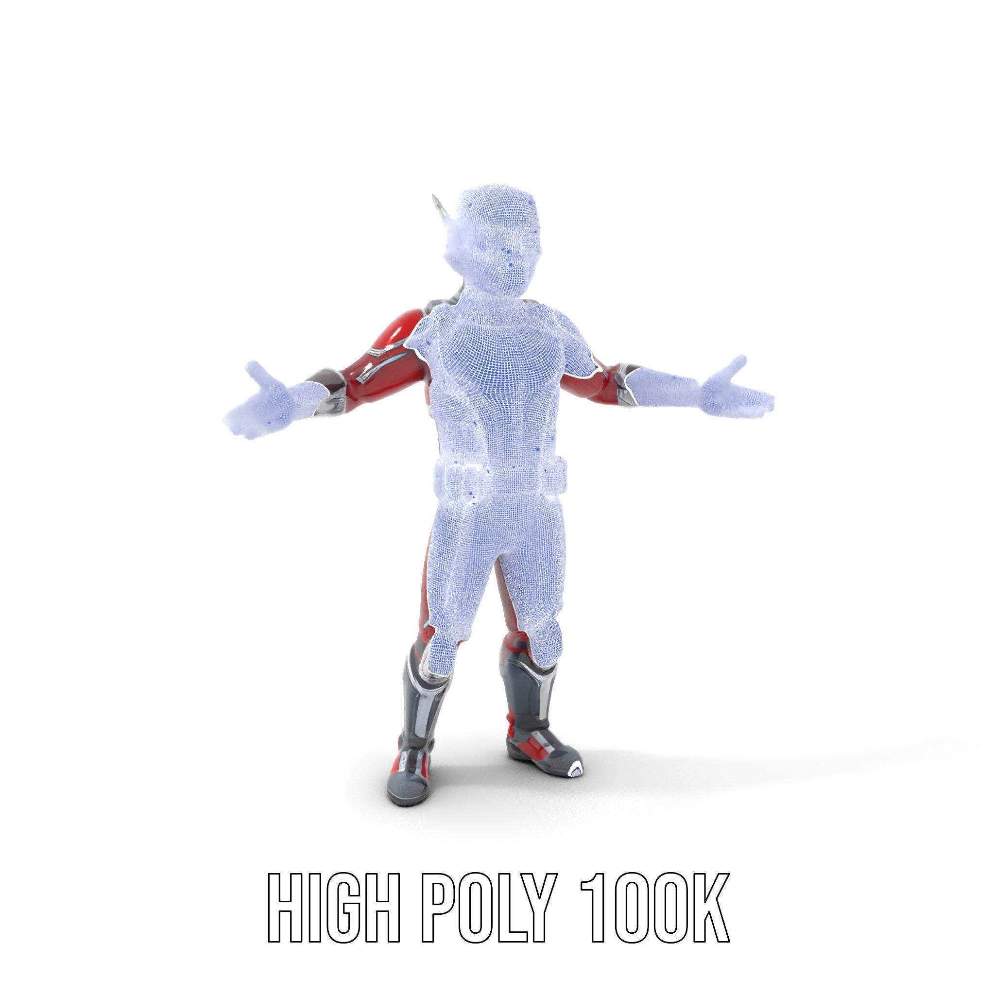 RedArmored Superhero Rigged and Animated Character Model Low-poly 3D model_5