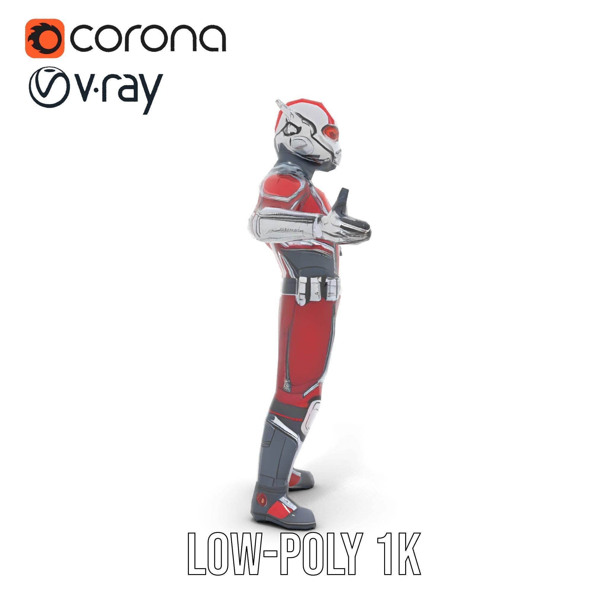 RedArmored Superhero Rigged and Animated Character Model Low-poly 3D model_17