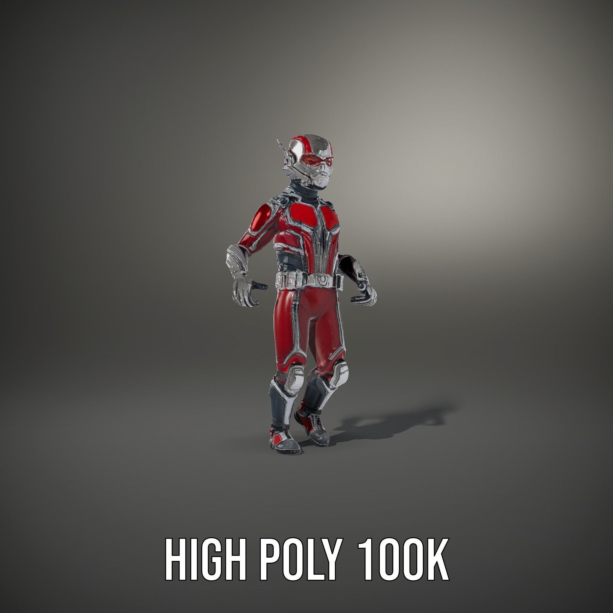 RedArmored Superhero Rigged and Animated Character Model Low-poly 3D model_10