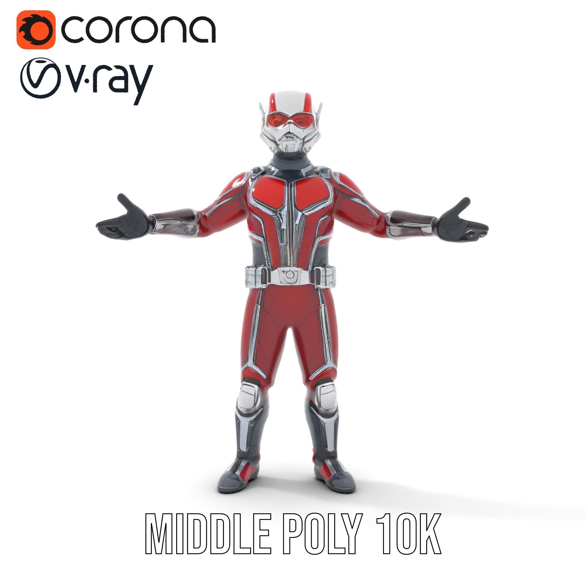 RedArmored Superhero Rigged and Animated Character Model Low-poly 3D model_13